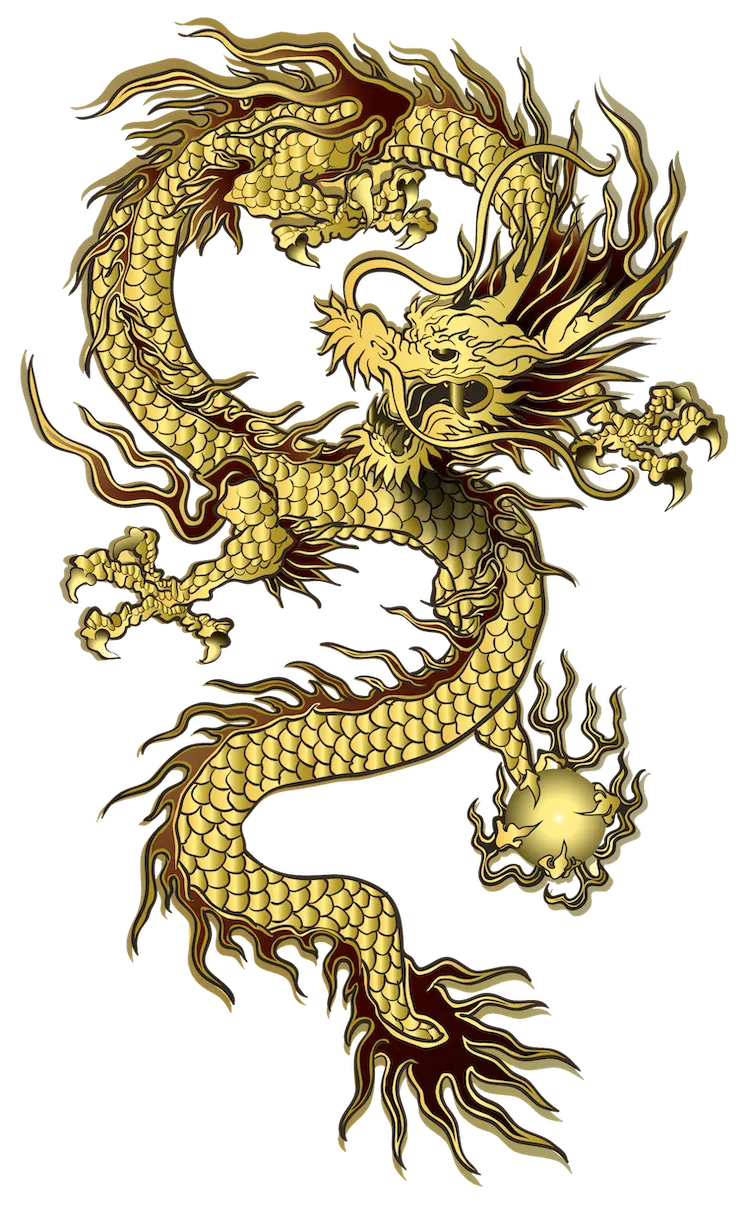Golden Dragon Holding a ball